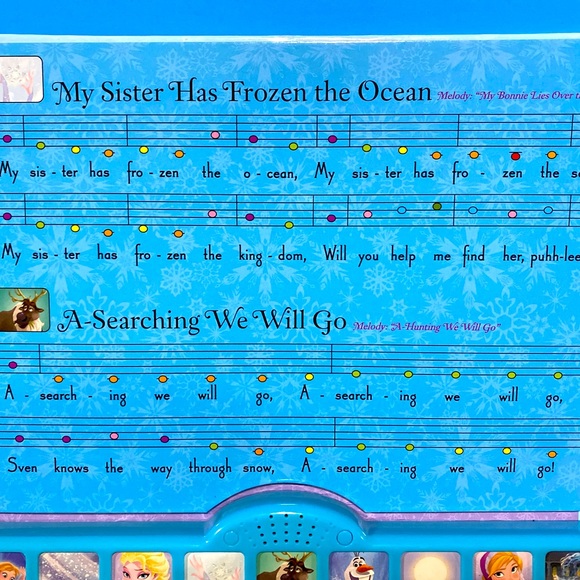 DISNEY FROZEN SING-ALONG SONGS! MUSICAL PIANO LEARNING BOOK LIGH UP KEYBOARD - Picture 10 of 15